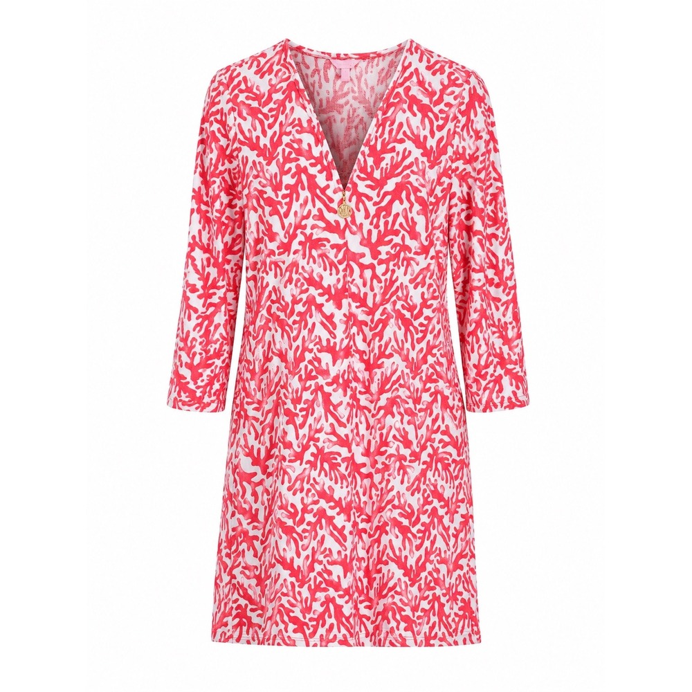 Lilly Pulitzer Valetta Terry Cloth Cover Up Dress Pink Coral Large 86051